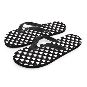 Black And White Heart Pattern Print Flip Flops