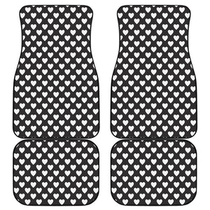 Black And White Heart Pattern Print Front and Back Car Floor Mats