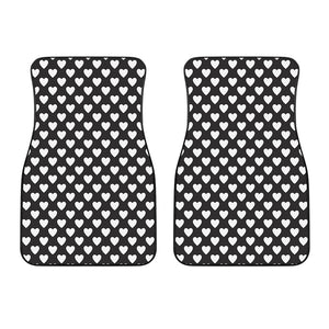 Black And White Heart Pattern Print Front Car Floor Mats