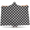 Black And White Heart Pattern Print Hooded Blanket