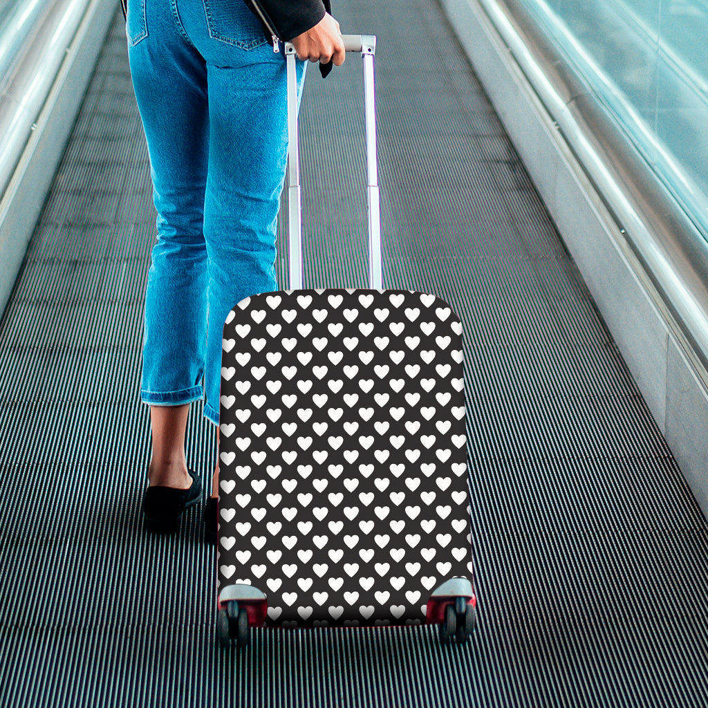 Black And White Heart Pattern Print Luggage Cover