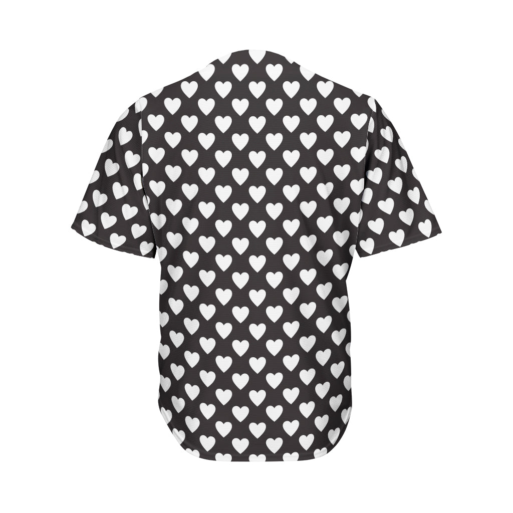 Black And White Heart Pattern Print Men's Baseball Jersey