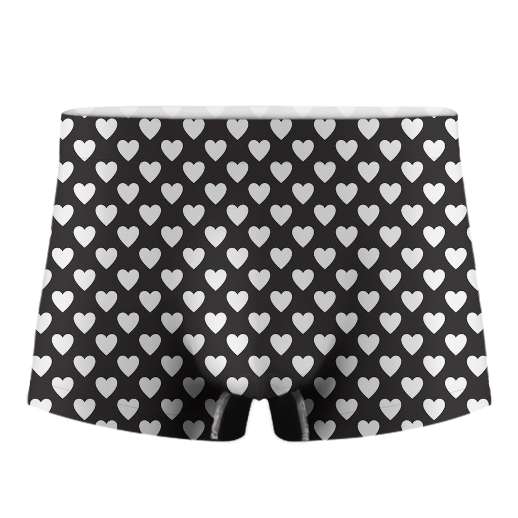 Black And White Heart Pattern Print Men's Boxer Briefs