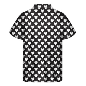 Black And White Heart Pattern Print Men's Short Sleeve Shirt