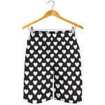 Black And White Heart Pattern Print Men's Shorts