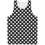 Black And White Heart Pattern Print Men's Tank Top