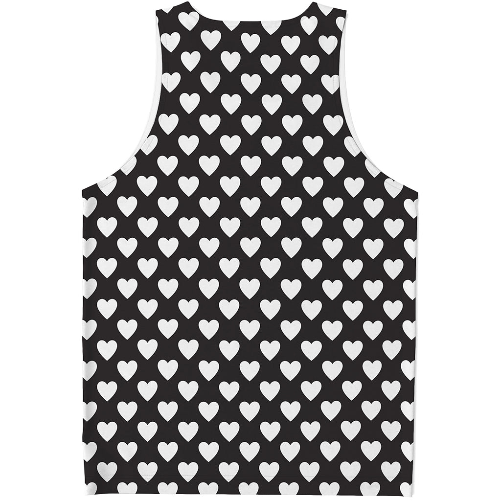 Black And White Heart Pattern Print Men's Tank Top