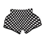 Black And White Heart Pattern Print Muay Thai Boxing Shorts