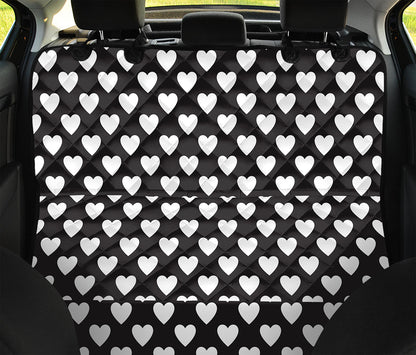 Black And White Heart Pattern Print Pet Car Back Seat Cover