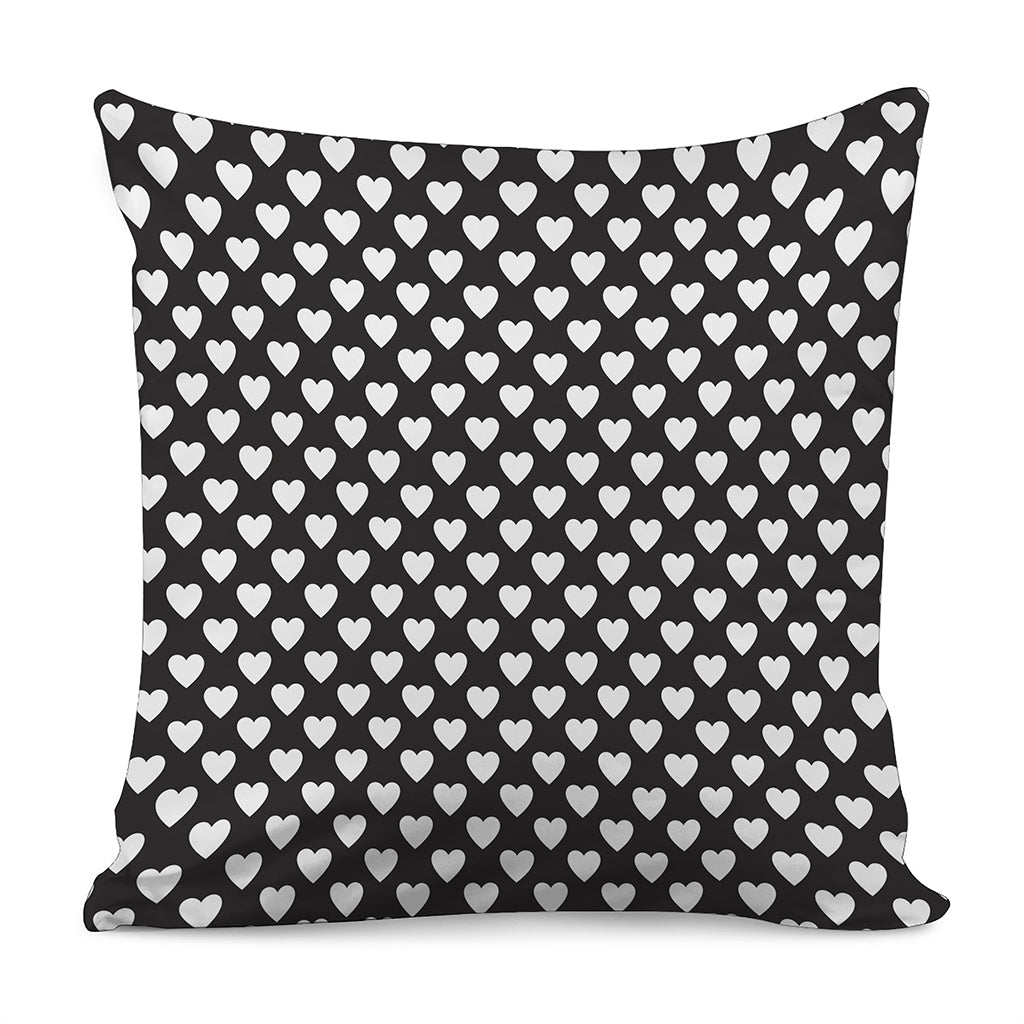 Black And White Heart Pattern Print Pillow Cover