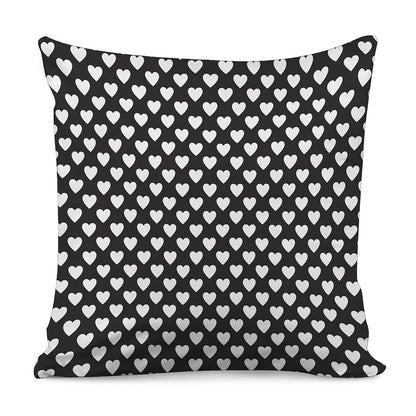 Black And White Heart Pattern Print Pillow Cover