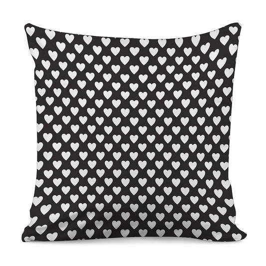 Black And White Heart Pattern Print Pillow Cover