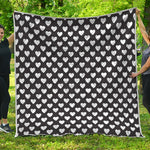 Black And White Heart Pattern Print Quilt