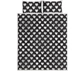 Black And White Heart Pattern Print Quilt Bed Set