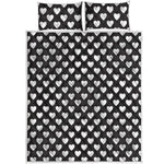 Black And White Heart Pattern Print Quilt Bed Set