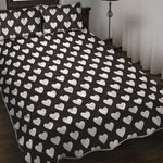 Black And White Heart Pattern Print Quilt Bed Set
