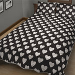 Black And White Heart Pattern Print Quilt Bed Set