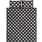 Black And White Heart Pattern Print Quilt Bed Set