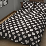 Black And White Heart Pattern Print Quilt Bed Set