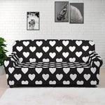 Black And White Heart Pattern Print Sofa Cover