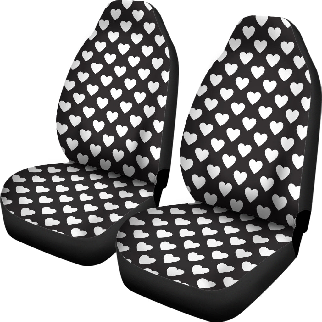 Black And White Heart Pattern Print Universal Fit Car Seat Covers