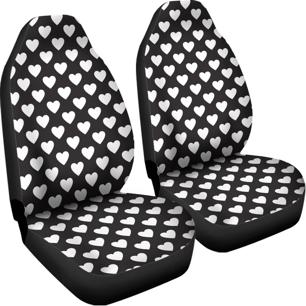 Black And White Heart Pattern Print Universal Fit Car Seat Covers