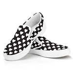 Black And White Heart Pattern Print White Slip On Shoes