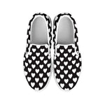 Black And White Heart Pattern Print White Slip On Shoes