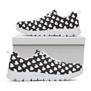 Black And White Heart Pattern Print White Sneakers