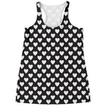 Black And White Heart Pattern Print Women's Racerback Tank Top