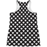 Black And White Heart Pattern Print Women's Racerback Tank Top