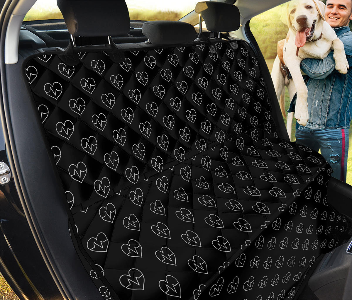 Black And White Heartbeat Pattern Print Pet Car Back Seat Cover