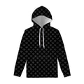 Black And White Heartbeat Pattern Print Pullover Hoodie