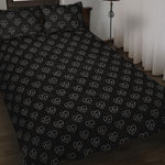 Black And White Heartbeat Pattern Print Quilt Bed Set