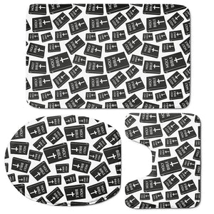 Black And White Holy Bible Pattern Print 3 Piece Bath Mat Set