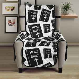 Black And White Holy Bible Pattern Print Armchair Protector