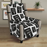 Black And White Holy Bible Pattern Print Armchair Protector