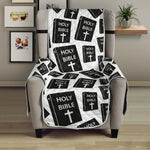 Black And White Holy Bible Pattern Print Armchair Protector