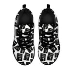 Black And White Holy Bible Pattern Print Black Sneakers