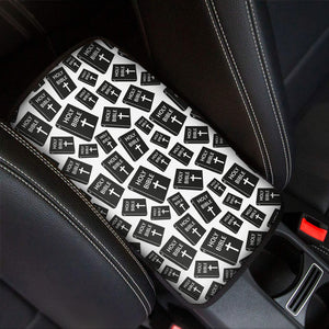 Black And White Holy Bible Pattern Print Car Center Console Cover