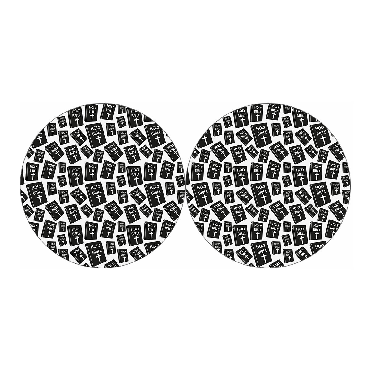 Black And White Holy Bible Pattern Print Car Coasters
