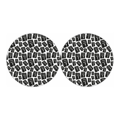 Black And White Holy Bible Pattern Print Car Coasters