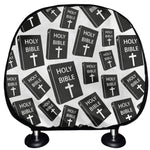 Black And White Holy Bible Pattern Print Car Headrest Covers