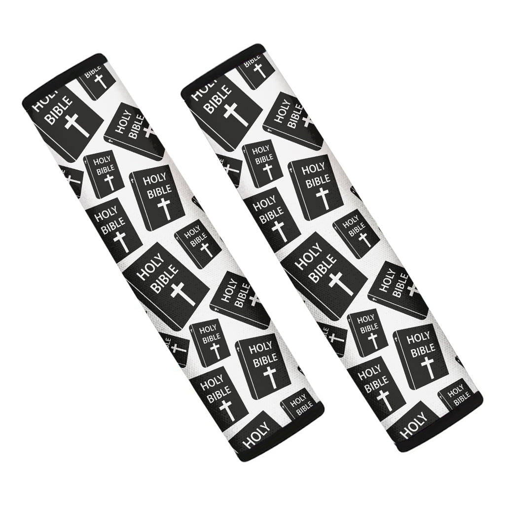 Black And White Holy Bible Pattern Print Car Seat Belt Covers