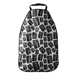 Black And White Holy Bible Pattern Print Car Seat Organizers