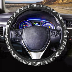 Black And White Holy Bible Pattern Print Car Steering Wheel Cover