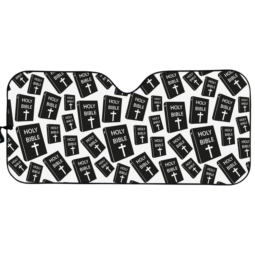 Black And White Holy Bible Pattern Print Car Sun Shade