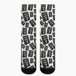Black And White Holy Bible Pattern Print Crew Socks