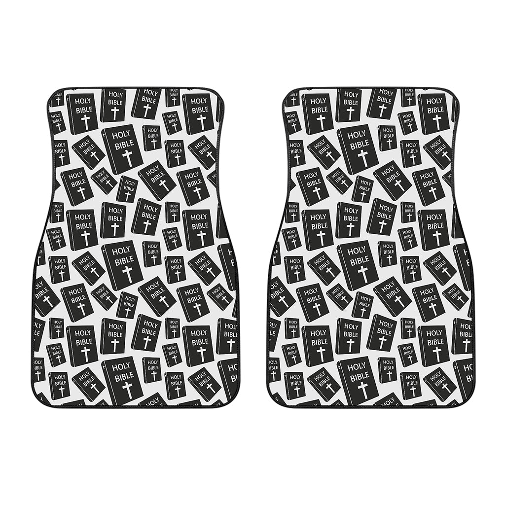 Black And White Holy Bible Pattern Print Front Car Floor Mats