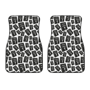 Black And White Holy Bible Pattern Print Front Car Floor Mats